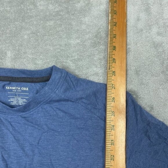 Kenneth Cole Blue Crewneck Tee Large 56% Organic Cotton Viscose Blend 6881 - Picture 4 of 6